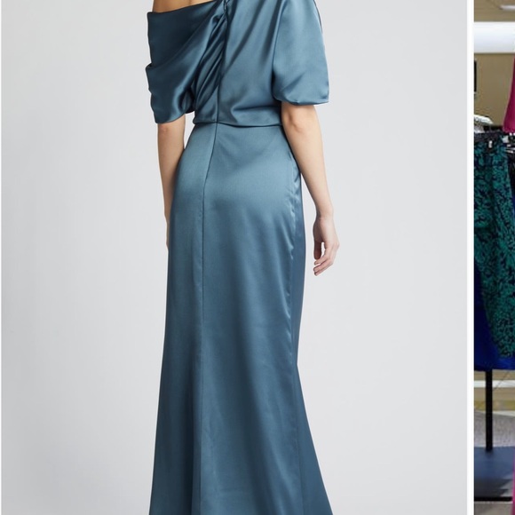 NWT AMSALE Off-Shoulder Dress in petrol - Picture 3 of 7